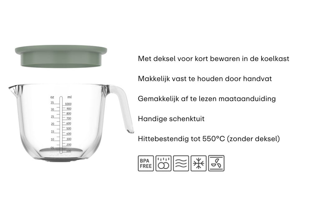 Mepal Glas Messbecher Chef It Chalk - mit Deckel - 1 Liter