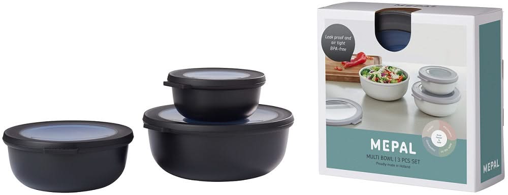 Mepal Frischhaltedosen Cirqula Nordic Black Rund 3-teilig - 350 ml + 750 ml + 1,25 Liter