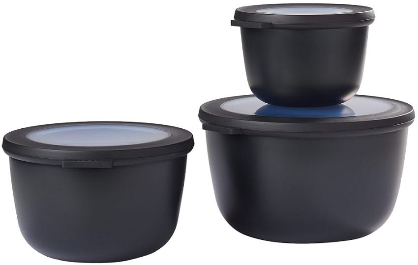 Mepal Frischhaltedosen Cirqula Nordic Black Rund 3-teilig - 500 ml + 1 Liter + 2 Liter