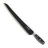 Messermeister Brisketmes Vleesmes Gekarteld Avanta BBQ 25 cm met zwart titanium lemmet, vrijstaand op witte achtergrond