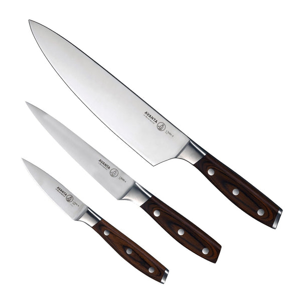 Messermeister Messerset Avanta Pakkaholz 3-teilig - Kochmesser, Universalmesser & Schälmesser