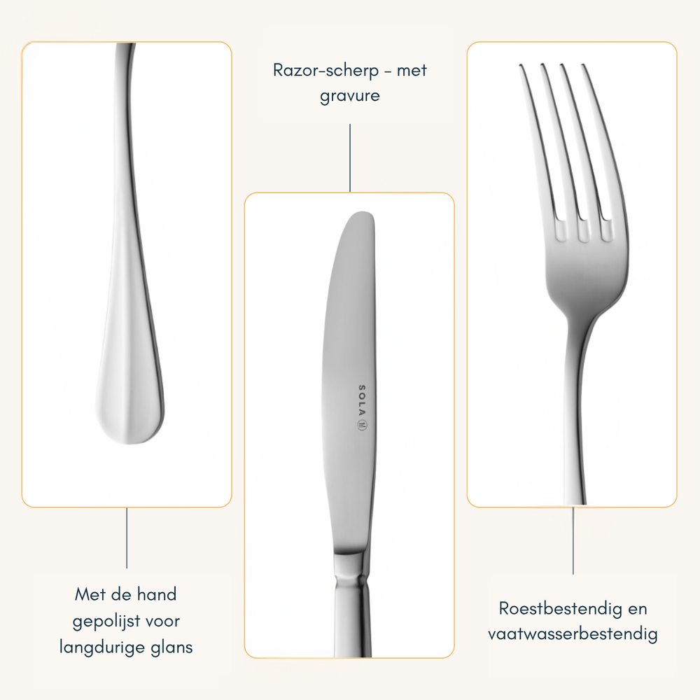 Sola Besteckset Hollands Glatt - 18/10 Edelstahl - 100-teilig / 12 Personen