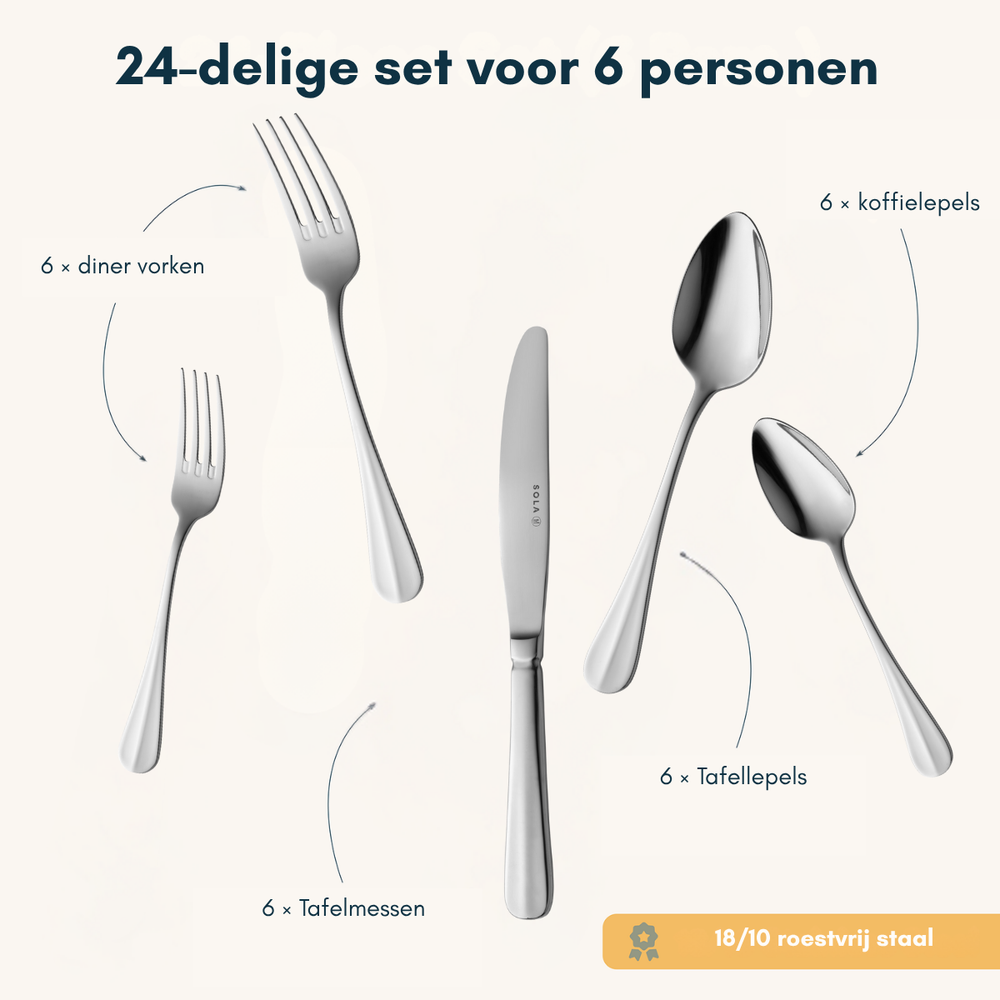 Sola Besteckset Hollands Glatt 24-teilig