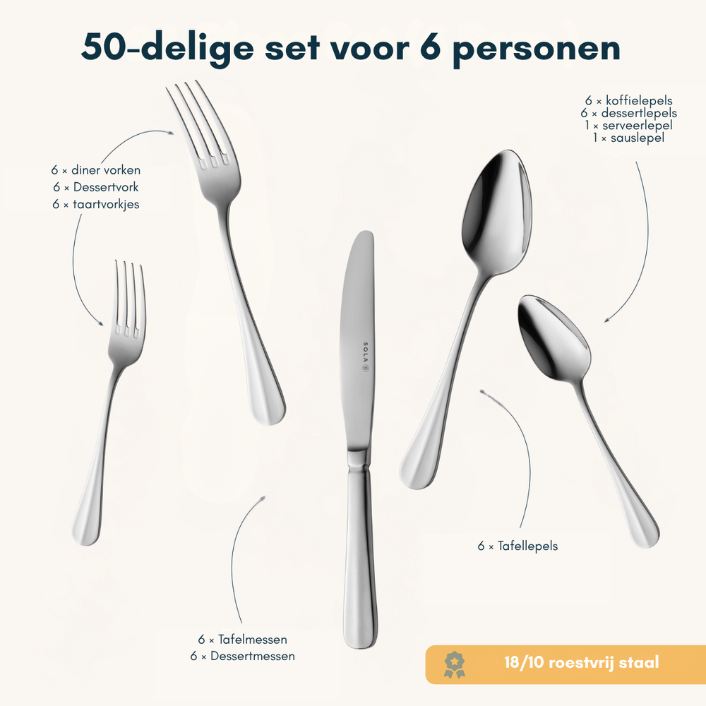 Sola Besteckset Hollands Glatt 50-teilig