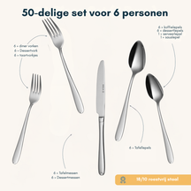 Sola Besteckset Fleurie - 18/10 Edelstahl - 50-teilig / 6 Personen