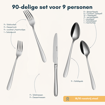 Sola Besteckset Fleurie - 18/10 Edelstahl - 90-teilig / 9 Personen