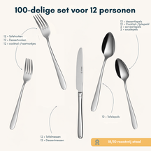 Sola Besteckset Fleurie - 18/10 Edelstahl - 100-teilig / 12 Personen