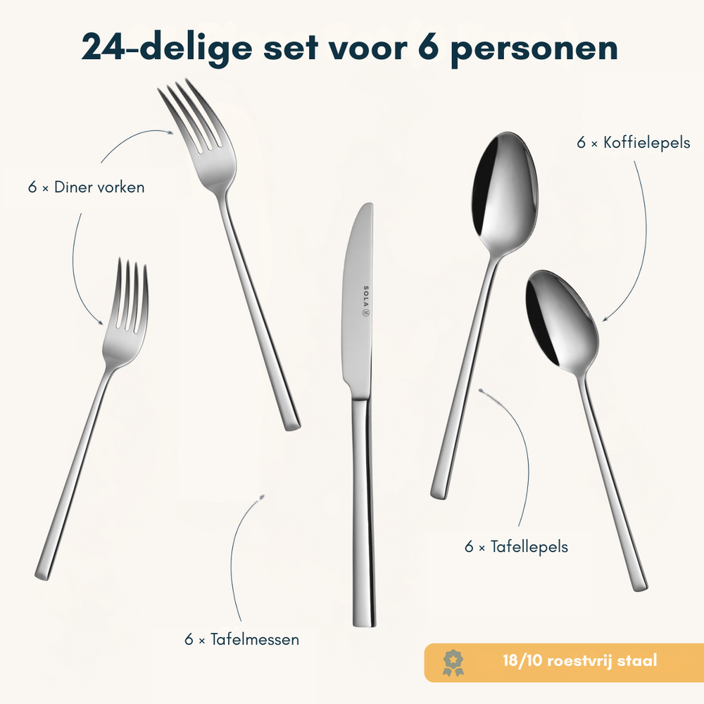 Sola Besteckset Luxor - 18/10 Edelstahl - 24-teilig / 6 Personen