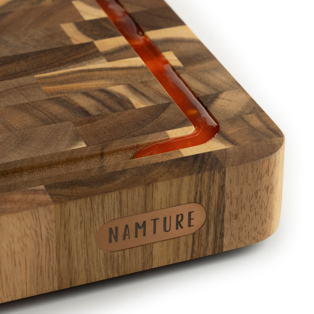 Namture Schneidebrett Akazie Classic - 45 x 30 cm - Holz Schneide- und Vorbereitungsbrett