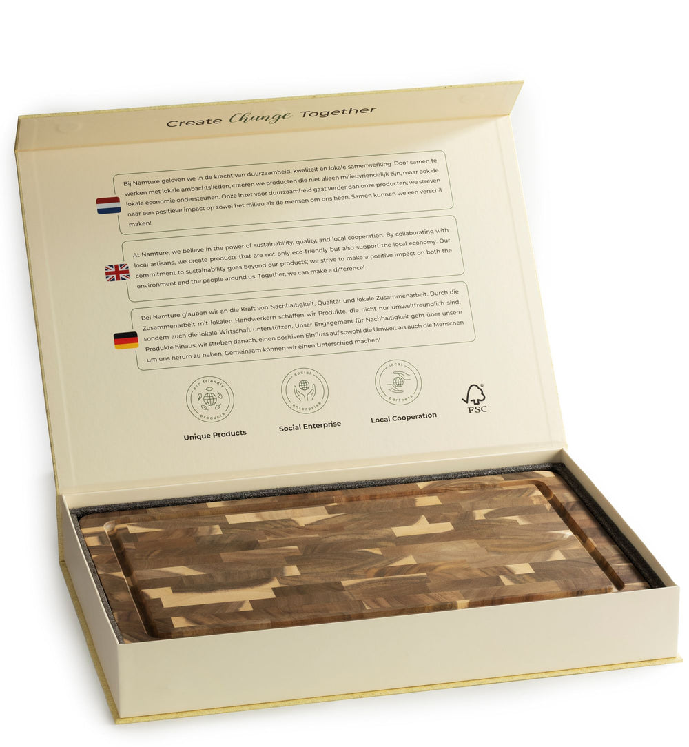 Namture Schneidebrett Akazie Classic - 45 x 30 cm - Holz Schneide- und Vorbereitungsbrett