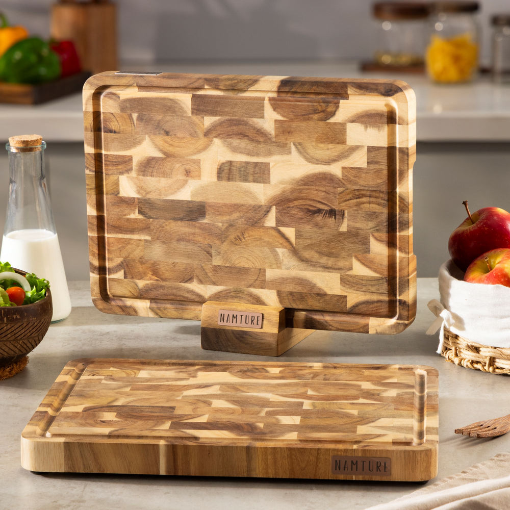 Namture Schneidebrett Akazie L - 33 x 24 cm - Holz Schneide- und Vorbereitungsbrett
