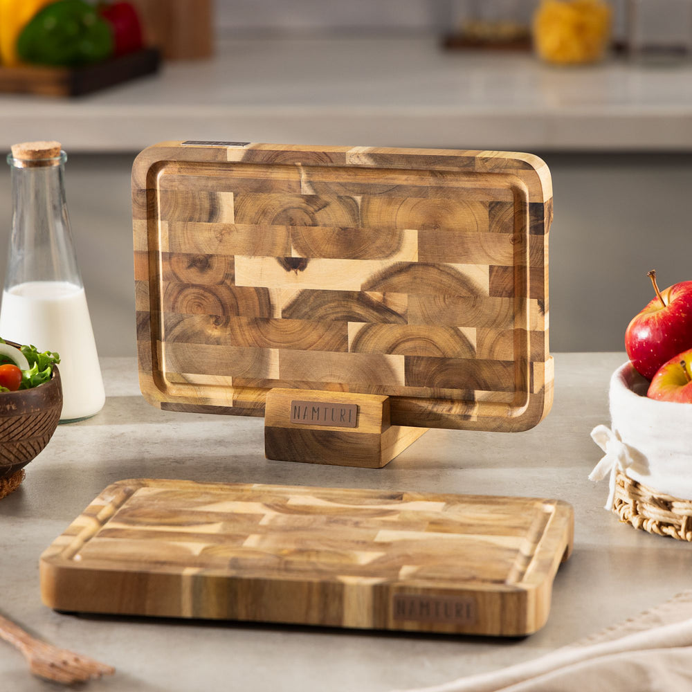 Namture Schneidebrett Akazie M - 28 x 18 cm - Holz Schneide- und Vorbereitungsbrett
