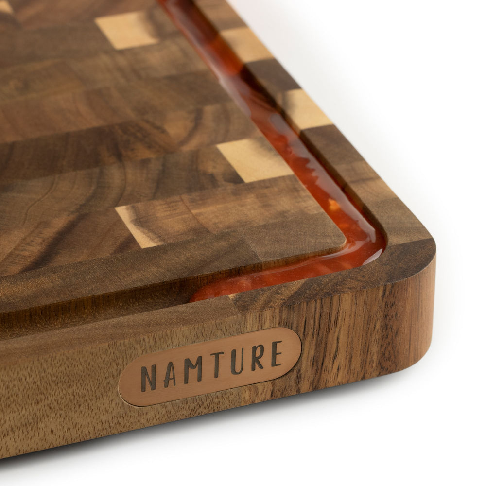 Namture Schneidebrett Akazie XL - 40 x 30 cm - Holz Schneide- und Vorbereitungsbrett