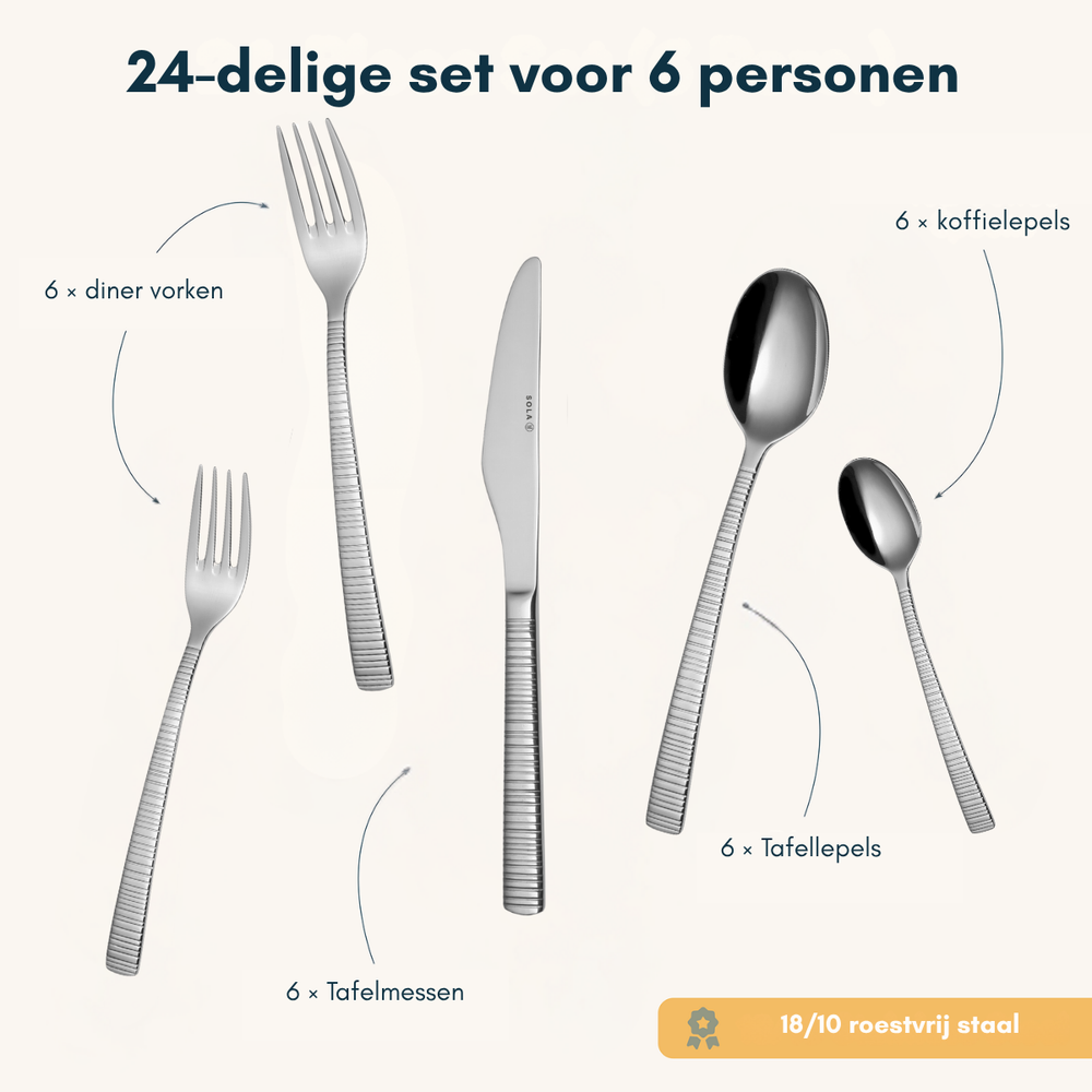 Sola Besteckset Bali - 18/10 Edelstahl - 24-teilig / 4 Personen