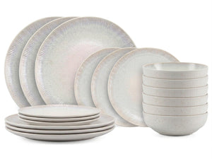 Cookinglife Geschirrset Nola Beige reactive glaze 18-teilig / 6 Personen - 6 Speiseteller, 6 Frühstücksteller und 6 Schalen