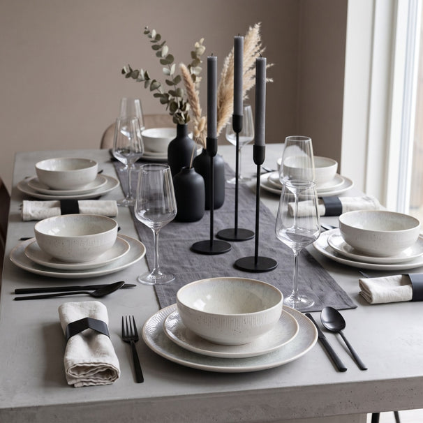 Cookinglife Geschirrset Nola Beige reactive glaze 18-teilig / 6 Personen - 6 Speiseteller, 6 Frühstücksteller und 6 Schalen