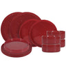 ONA Geschirrset Fika Burgundy 12-teilig / 4 Personen - 4 Speiseteller, 4 Frühstücksteller und 4 Schalen
