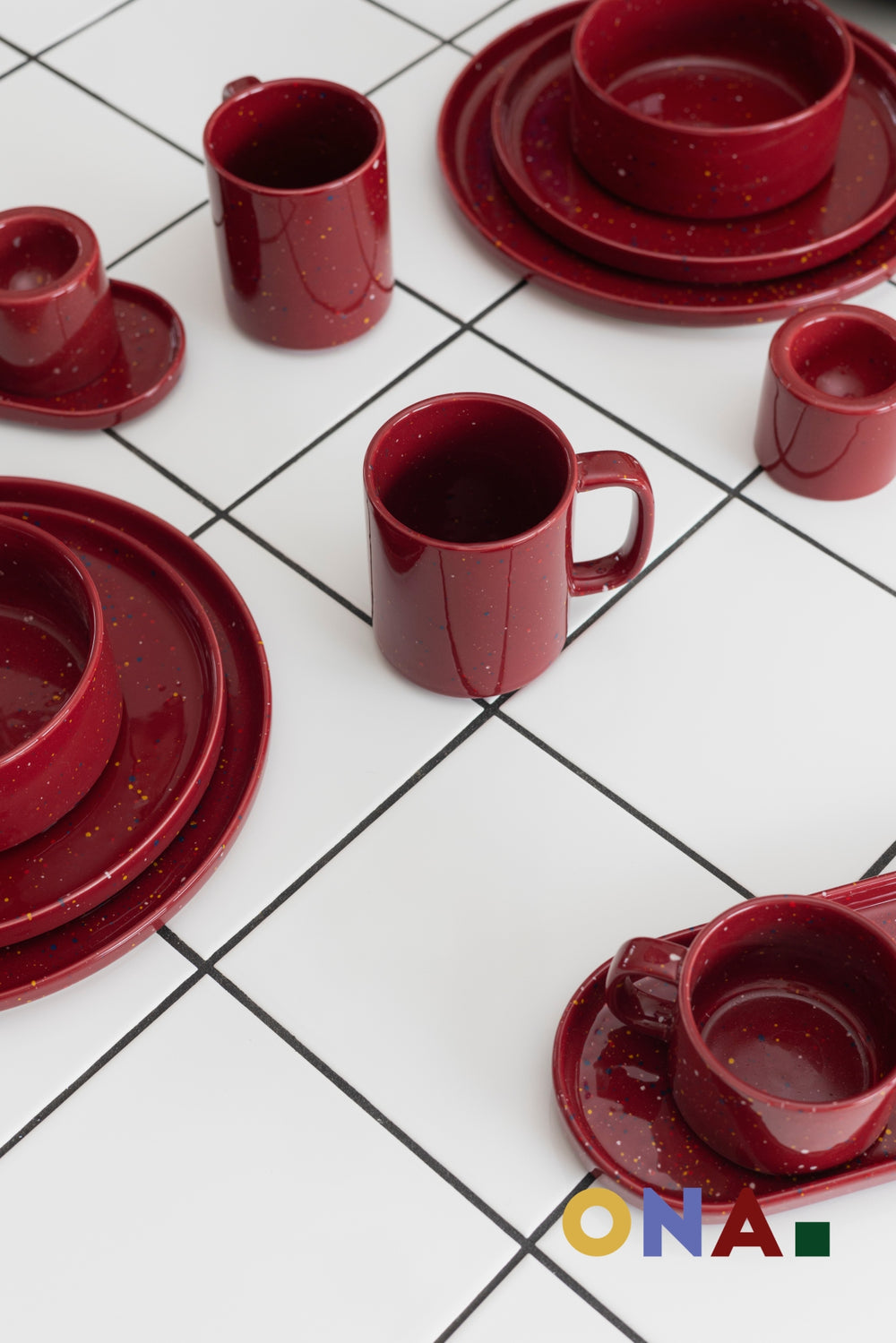 ONA Mokken Fika Burgundy 330 ml - 4 stuks