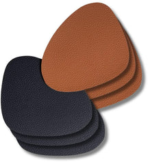 Cookinglife Untersetzer - Veganes Leder - Schwarz / Cognac - Organic - doppelseitig - 13 x 11 cm - 6 Stück