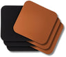 Cookinglife Untersetzer - Veganes Leder - Schwarz / Cognac - doppelseitig - 10 x 10 cm - 6 Stück