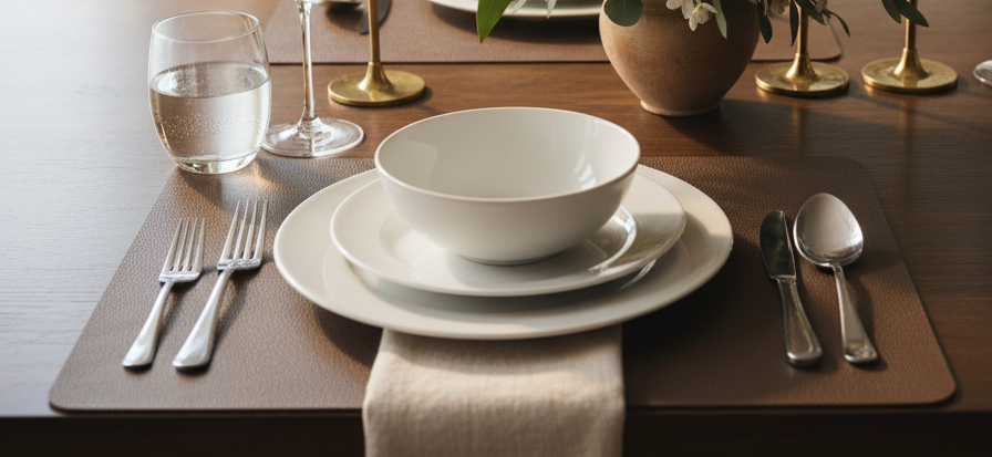 Cosy & Trendy Tischsets Lederlook Bleigrau 43 x 30 cm - 6 Stück