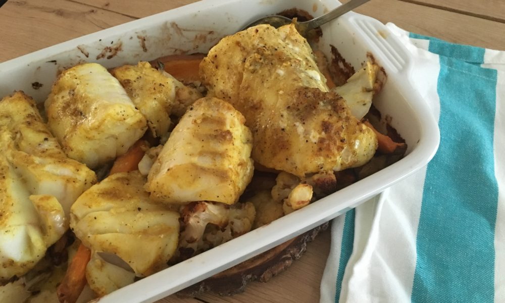Ein cremiger Auflauf mit zartem Kabeljau, Blumenkohl und einem Hauch Curry