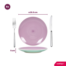 Cookinglife Pastel Harmony 18-teiliges Geschirrset / 6 Personen – 6 Speiseteller, 6 Frühstücksteller und 6 tiefe Teller