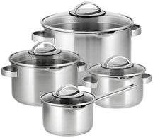Sola Topfset Pearl 4-teilig – Edelstahl – downdraft-geeignet – Kochtöpfe Ø 16, 18, 20 cm & Stieltopf Ø 16 cm – geeignet für alle Herdarten
