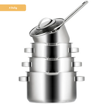 Sola Topfset Pearl 4-teilig – Edelstahl – downdraft-geeignet – Kochtöpfe Ø 16, 18, 20 cm & Stieltopf Ø 16 cm – geeignet für alle Herdarten