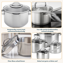 Sola Topfset Pearl 4-teilig – Edelstahl – downdraft-geeignet – Kochtöpfe Ø 16, 18, 20 cm & Stieltopf Ø 16 cm – geeignet für alle Herdarten