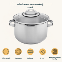 Sola Topfset Pearl 4-teilig – Edelstahl – downdraft-geeignet – Kochtöpfe Ø 16, 18, 20 cm & Stieltopf Ø 16 cm – geeignet für alle Herdarten