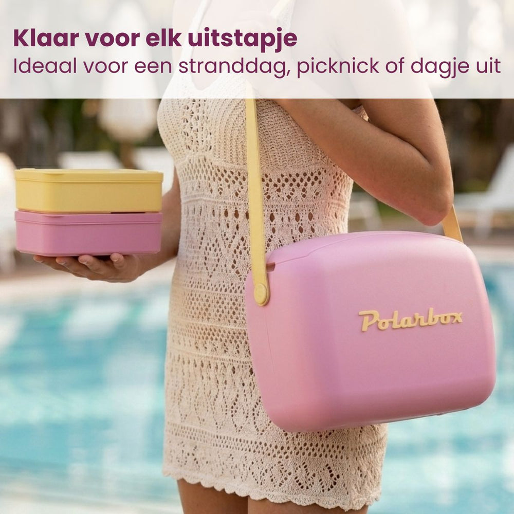 Polarbox Mini Kühlbox / Coolerbag mit 2 Lunchboxen - Bubblegum-Yellow - 6 Liter