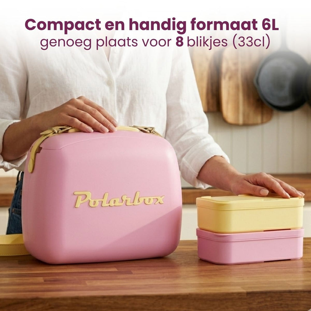Polarbox Mini Kühlbox / Coolerbag mit 2 Lunchboxen - Bubblegum-Yellow - 6 Liter