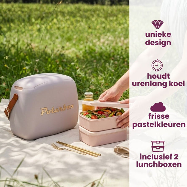 Polarbox Mini Kühlbox / Coolerbag mit 2 Lunchboxen - Pearl-Gold - 6 Liter