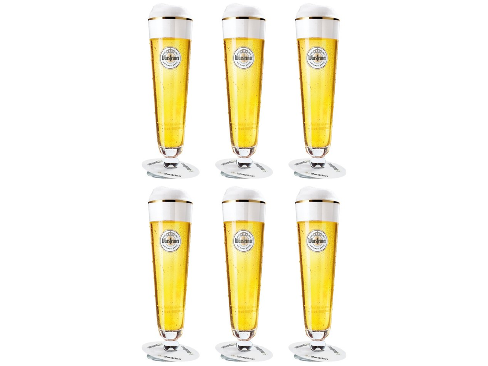 Warsteiner Biergläser mit Fuß 300 ml - 6 Stück