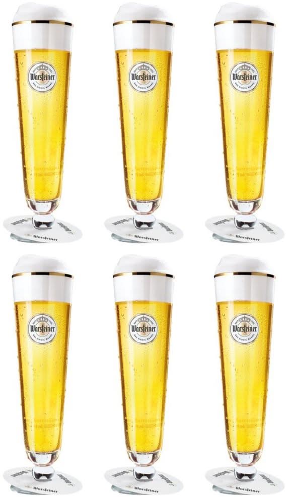Warsteiner Biergläser mit Fuß 200 ml - 6 Stück