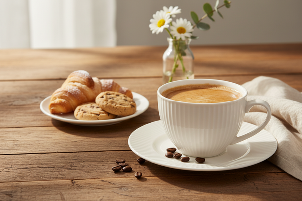 Cookinglife Kaffeetasse und Untertasse Siaki New Bone - Porzellan - 240 ml - 6 Stück