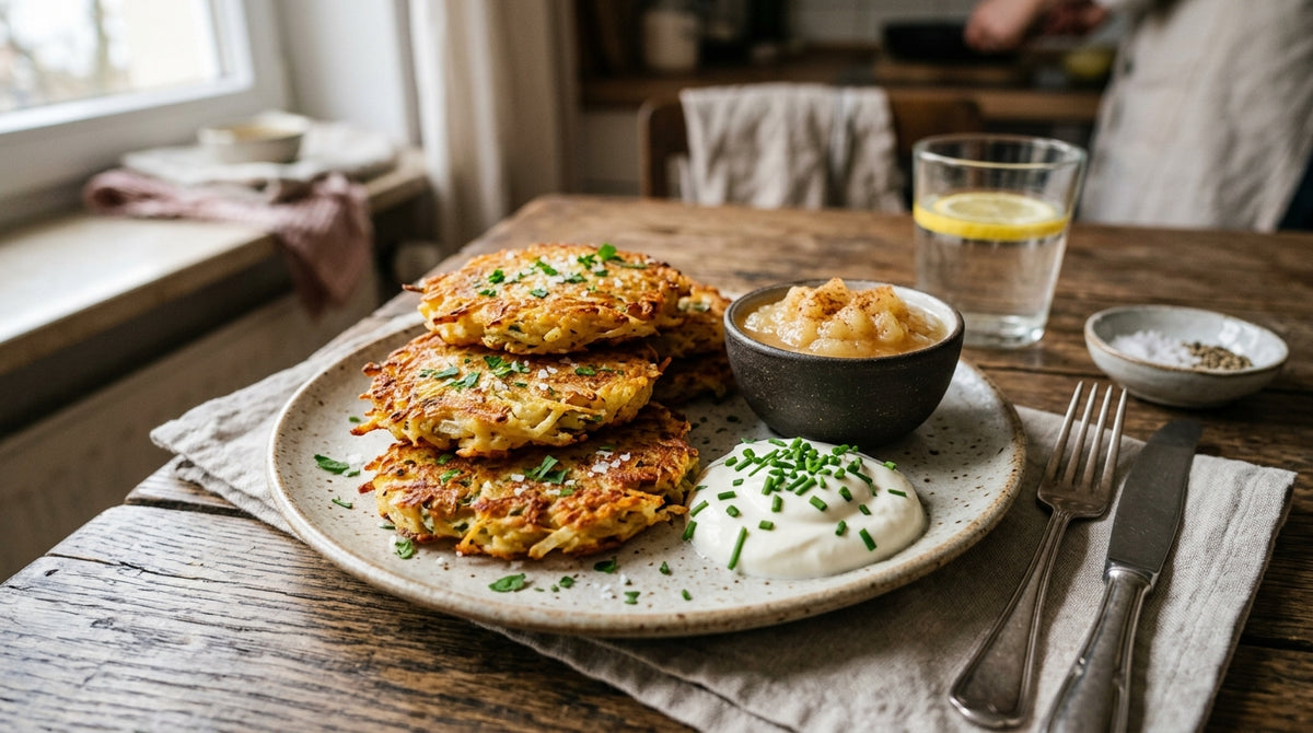 Knusprige deutsche Kartoffelpuffer, denen du nicht widerstehen kannst