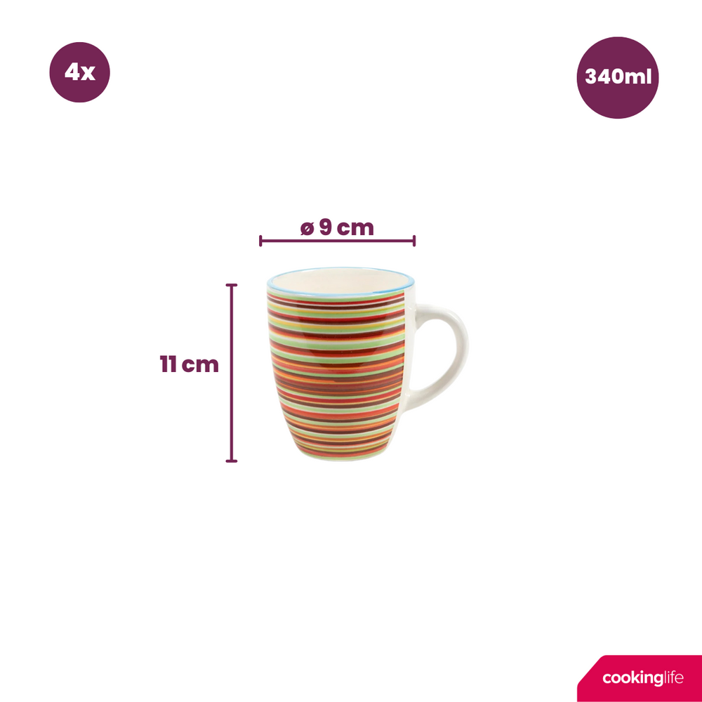 Cookinglife Becher Rhythm & Lines 340 ml - 4 Stück