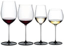 Riedel Weingläser-Set Fatto A Mano Black Tie - Bordeaux Grand Cru, Burgundy Grand Cru, Riesling & Oaked Chardonnay - 4 Stück
