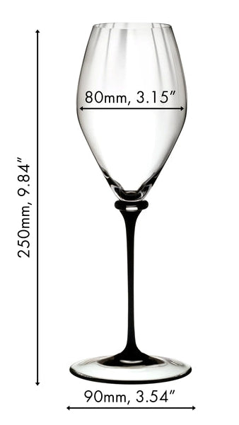 Riedel Champagnerglas Fatto A Mano Performance - Schwarzer Stiel - 375 ml