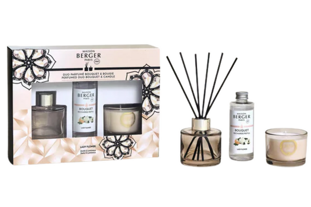 Maison Berger Geschenkset – Duftstäbchen & Duftkerze – Eternity Nude – Lady Flower 