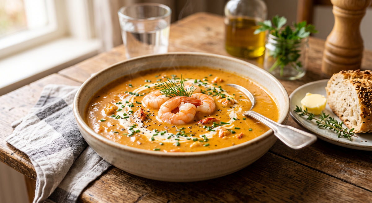 Eine luxuriöse Suppe, die sofort Geschmack an den Tisch bringt.