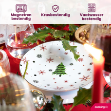 Cookinglife Weihnachtsgeschirrset Rot - Porzellan - 18-teilig / 6 Personen - 6 Speiseteller, 6 Frühstücksteller & 6 Schalen