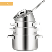 Sola Topfset Ruby 4-Teilig Premium Triply Edelstahl - Kochtopf ø 16, 18, 20 cm & Stielkasserolle ø 16 cm - Induktionsgeeignet