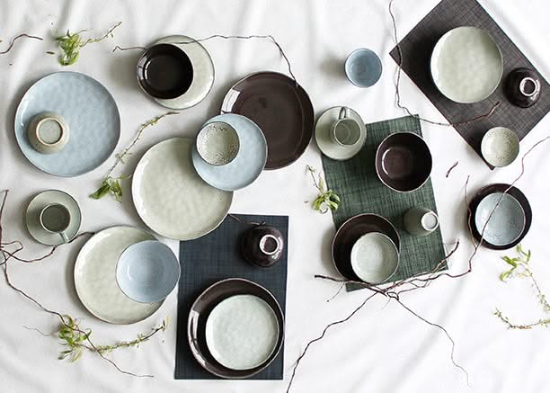 Salt & Pepper Geschirrset Artisan Green - 12-teilig / 4 Personen - 4 Speiseteller, 4 Frühstücksteller und 4 Schalen