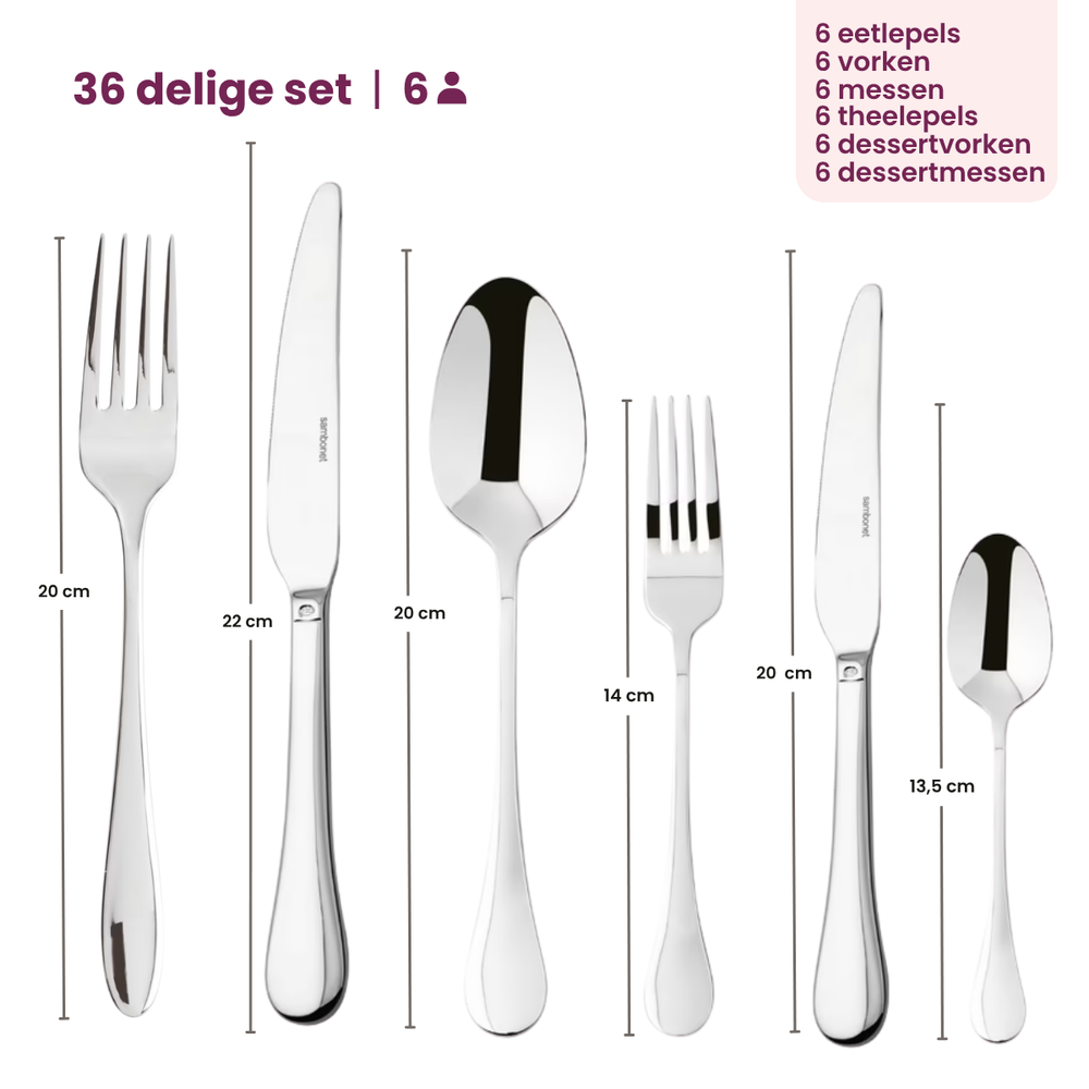 Sambonet Besteckset Bloom - Edelstahl - Monoblock - 36-teilig / 6 Personen