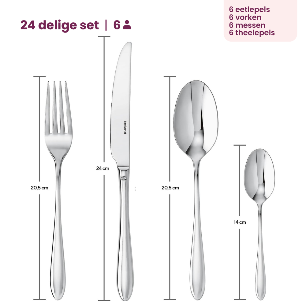 Sambonet Besteckset Dream - Edelstahl - 24-teilig / 6 Personen