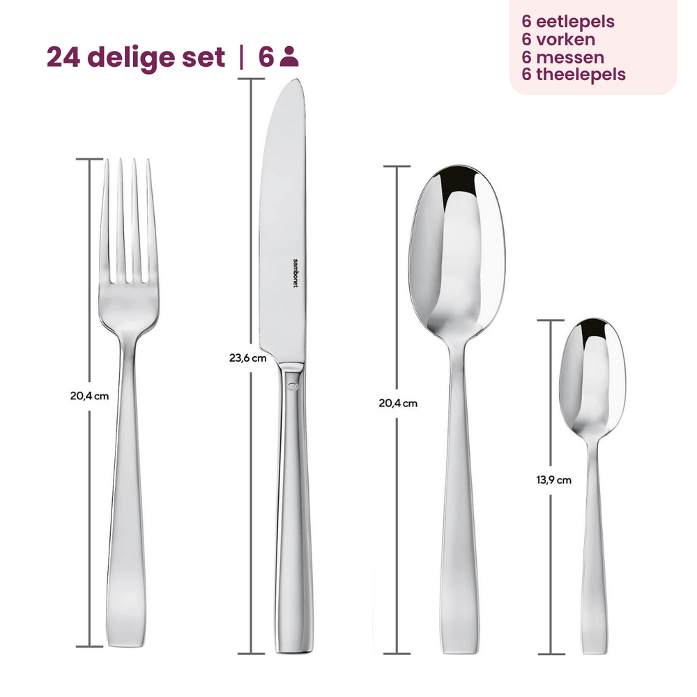 Sambonet Besteckset Flat - Champagne - 24-teilig / 6 Personen