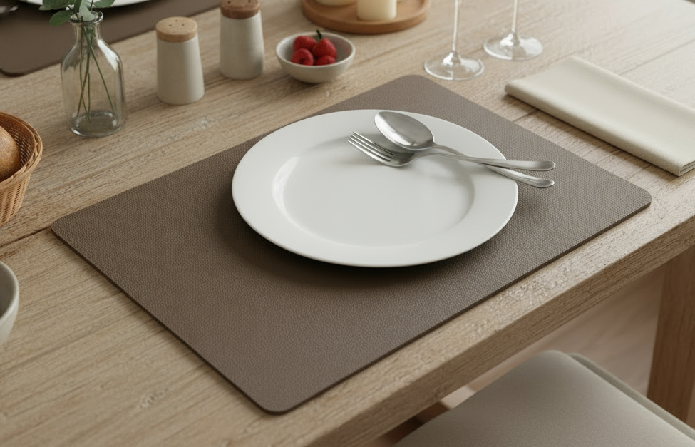 Cosy & Trendy Tischsets Lederlook Bleigrau 43 x 30 cm - 6 Stück